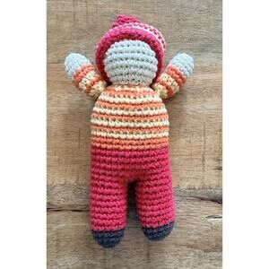 Pebble Pixie Rattle Acorn Red Doll Handmade In Bangladesh Crocheted
